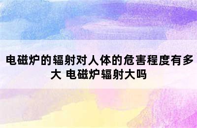 电磁炉的辐射对人体的危害程度有多大 电磁炉辐射大吗